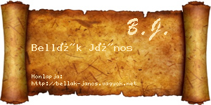 Bellák János névjegykártya